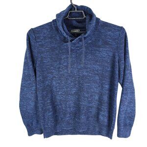 Mens Blue Express Shawl Collar Pullover Sweater Long Sleeve 100% Cotton Size L